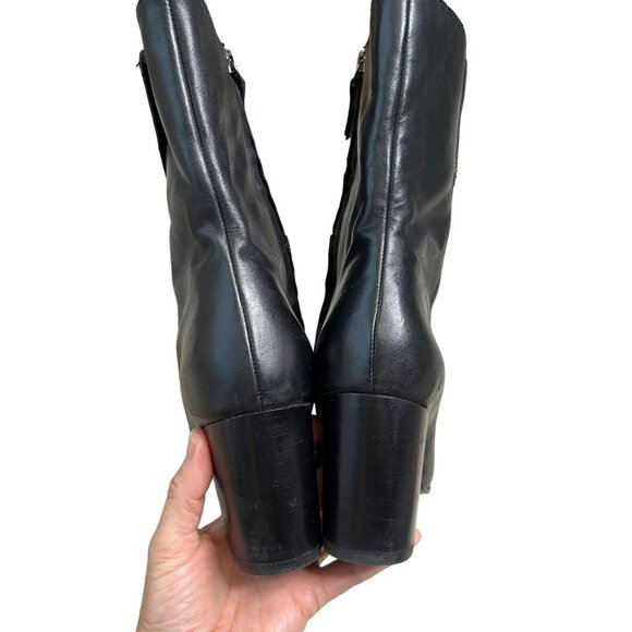SOLD Anthropologie Seychelles Black Leather Heeled Ankle Boots Rounded Toe SZ 8 - Picture 9 of 12